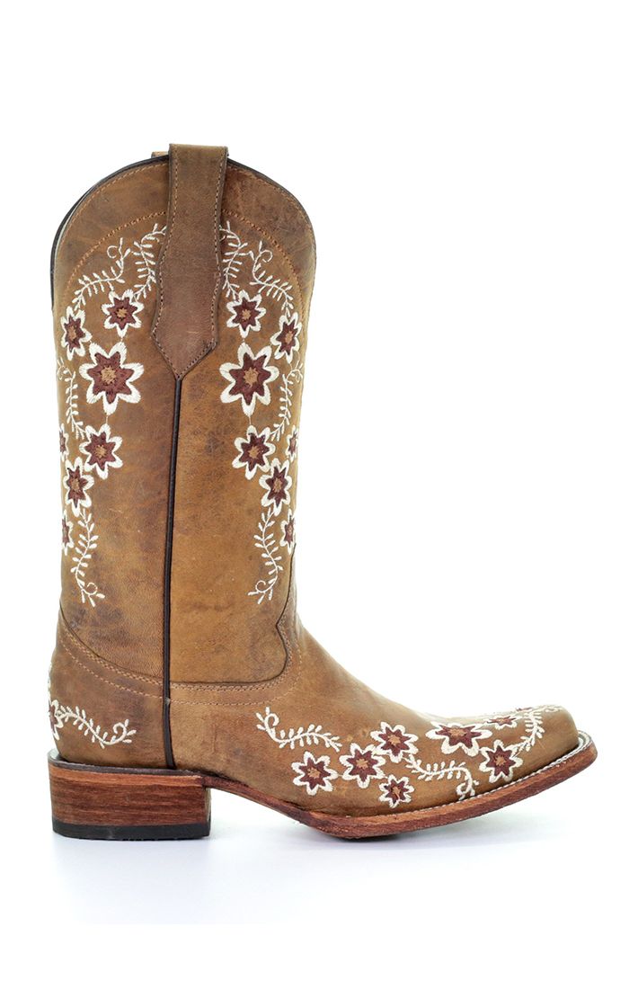 Circle G Tan Floral Embroidery Square Toe Boots L5382 Moreno s Wear