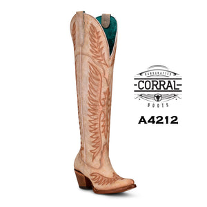 Corral White Embroidery Tall Top Boots A4212